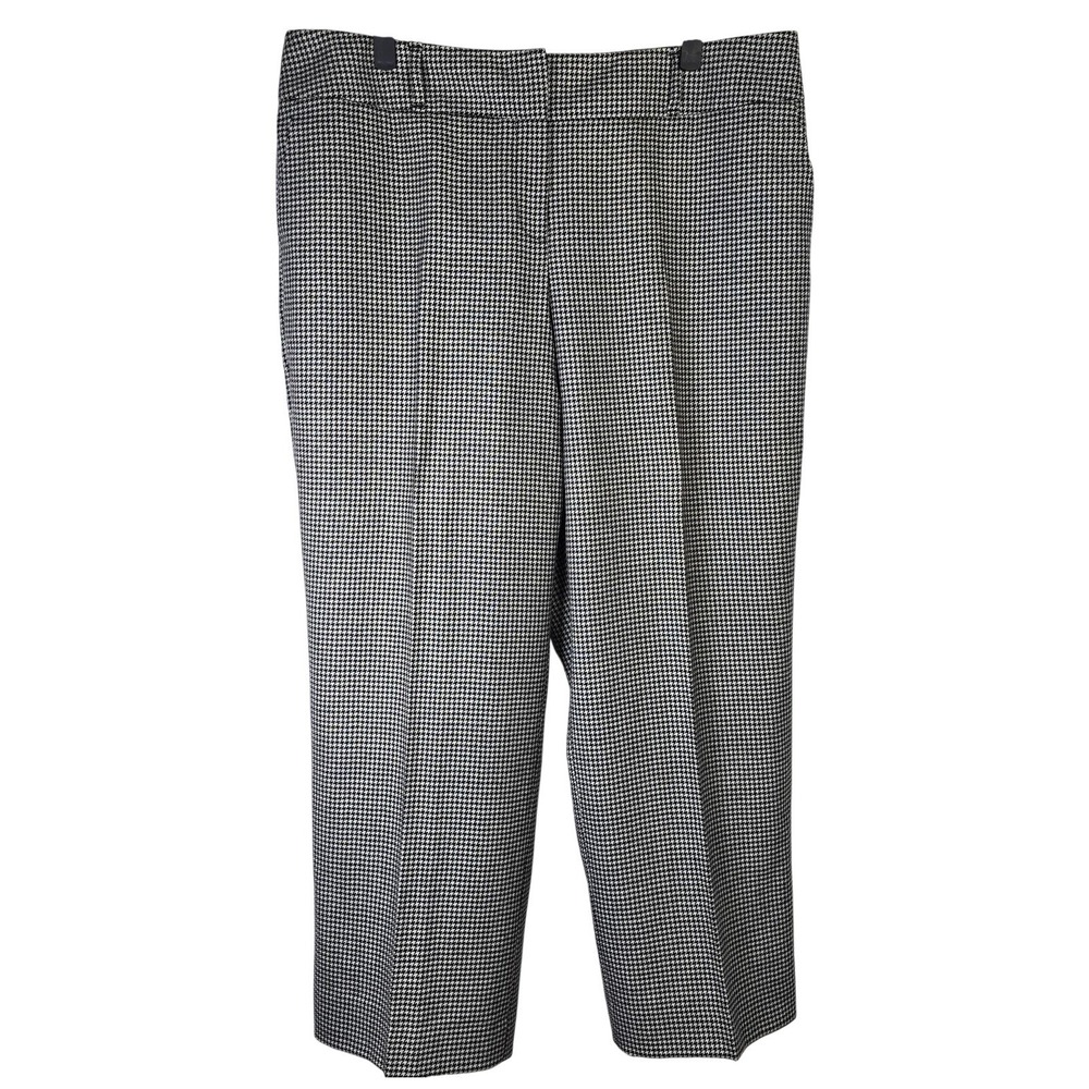 Talbots Petites‎ Houndstooth Wool Blend Pants Black White Classic Career XLP